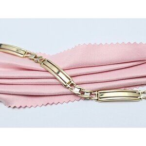 14K Two Tone Multi Color Gold ID Style Custom Link Chain Bracelet - 8.25" Length